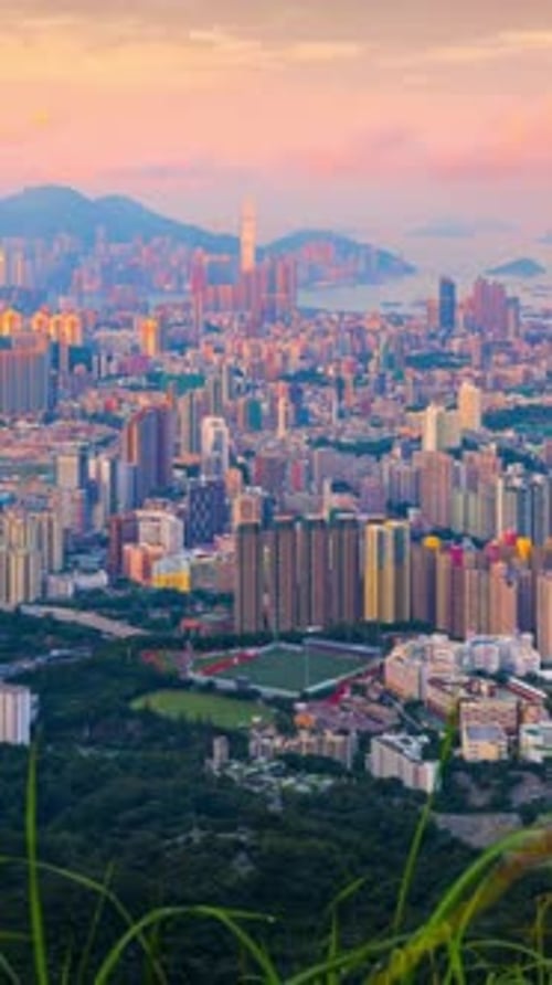 Vertical View Of Hong Kong Cityscape, China