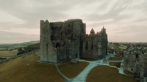 Aerial view of the Rock of Cashel medieval ruins, Ireland.