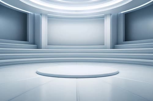 podium Futuristic showcase with platform for product displaying. Empty modern stage display