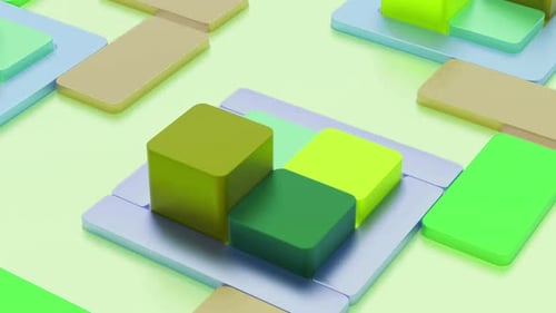 3D Geometric Cubes Pop Up and Down Seamless Loop Background