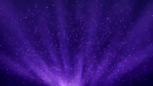 Animated Purple Light Rays with Sparkling Glitter Particles Background