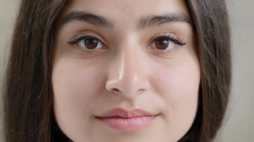 Close Up Female Body Part Human Young Face Sensual Sexy Arabic Islamic Attractive Beautiful Girl