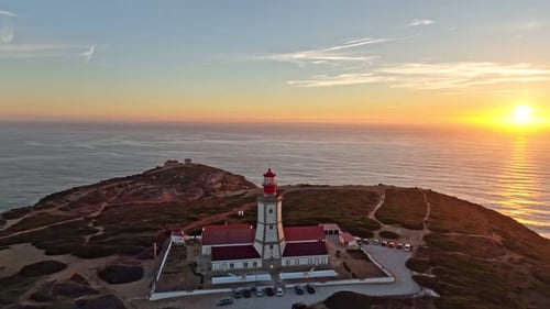 Lighthouse on Cabo Espichel Cape Espichel on Atlantic Ocean