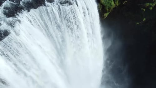 Skogafoss Waterfall in Iceland Magical Morning Nature in Summer Season Volcanic Pure Mountain River