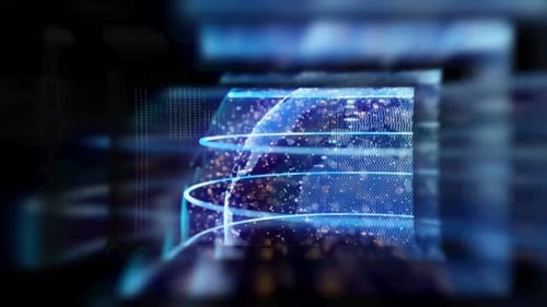 Abstract Digital Globe Network with Interconnected Lines