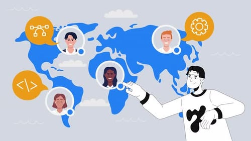 Concepto global de desarrollo de software y subcontratación de trabajos de animación 2D