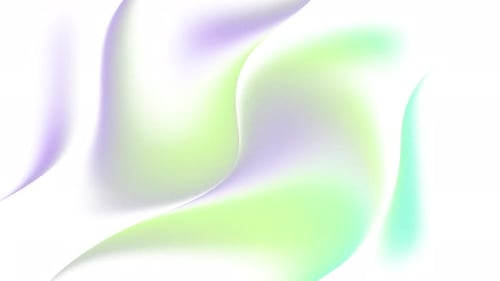 Abstrakte Gradientenwelle auf weißem Hintergrund, bewegte, lilafarbene und frühlingsgrüne Farbe
