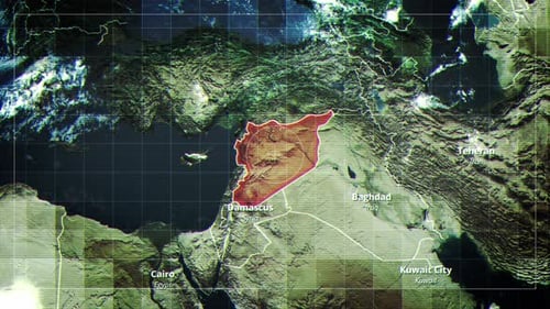 Digital Earth Map Highlight with Futuristic Grid Interface