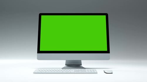 Sauberer Greenscreen-Computer für Präsentationen, Geschäftsblogs oder Spieleanwendungen. Bewegungsmonitor...