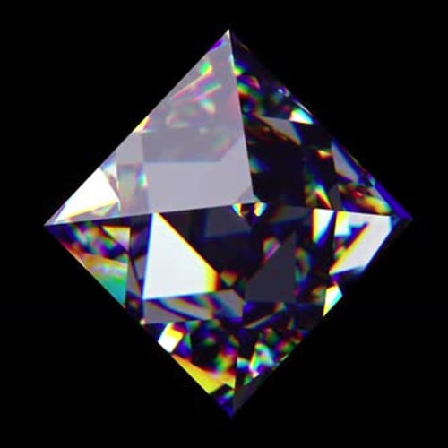Rotating Diamond Crystal with Rainbow Light Refraction
