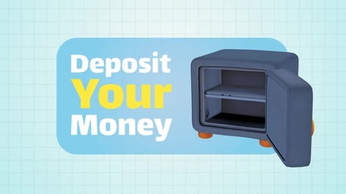 Open Safe with Deposit Your Money Text 3D Animation