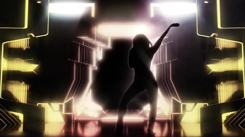 A Silhouette Woman Is Casually Dancing Against A Lighting Stage Background