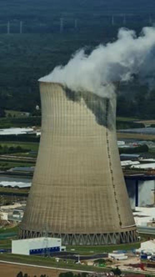 Aerial View to Nuclear Power Plant in France Atomic Power Stations are Very Important Sources of