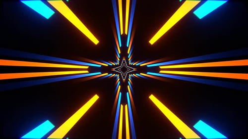 Orange And Blue Neon Lines Move Alternately Background Vj Loop In 4K