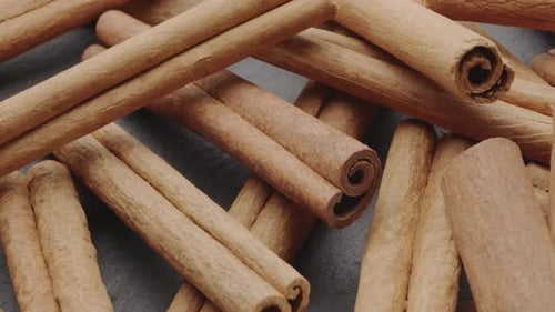 Camera moves slowly near the cinnamon sticks.