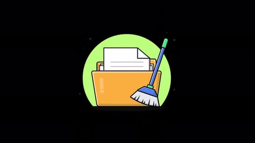 Flat Design File Cleaning and Organization Icon Animation
