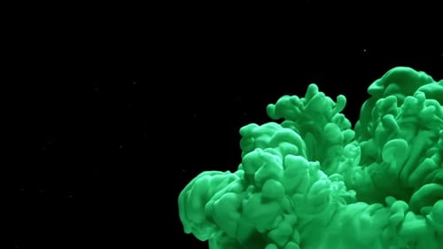 Green Ink in Water on a Black Background Filmed on a Highspeed Camera at 1000 Fps
