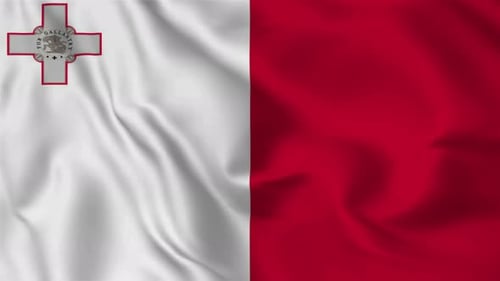 Malta Flag Waving in Realistic Fluid Motion for National Identity