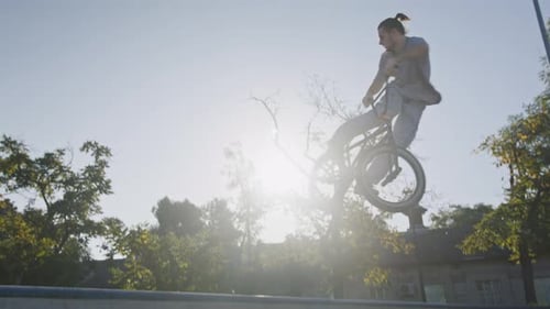 Urban Rider Floating While Making Loop Motion in Air