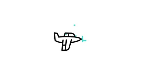 Minimalist Flat Design Airplane Icon Line Animation