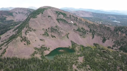 Aerial View of Whickey Island Lake, North Slope of Uinta Mountains Rangle, Utah USA, Popular Hiking