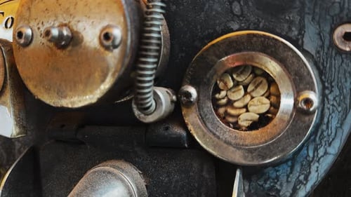 Fresh Aromatic Coffee Beans In Roasting Machine 6
