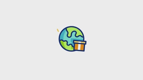 Flat Animated Global Shipping Package Icon