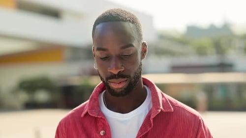 Confident Cool Young African Black Man Standing on Street Portrait