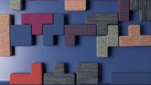 Vivid 3D Animation of Tessellated Puzzle Fabric Pieces with Dynamic Textures in an Interlocking