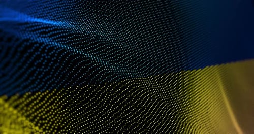 Drapeau de l'Ukraine agitant un bruit de glitch