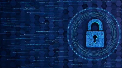 Cyber Security Padlock Digital Network Background Loop