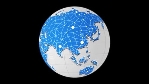 Blue Connecting Network Weltkarte, Loop-Animation, Alpha