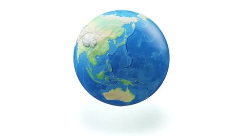Earth Isolated on White Background Rotating Loopable