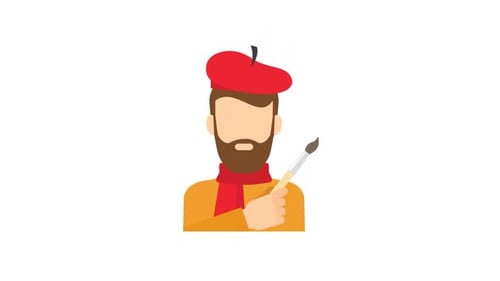 Flat Design Artist Character with Paintbrush Animation