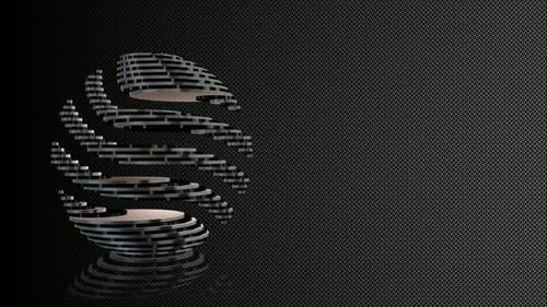 Abstract Rotating Geometric Sphere Animation with Metallic Segments