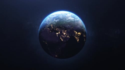 3D Rotating Planet Earth View From Space
