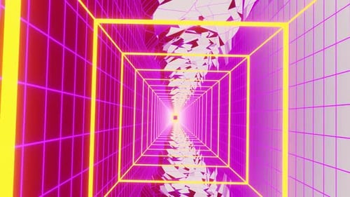Rotated Tunnel Background With Square And Pink Mountains Vj Loop HD