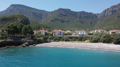 Aerial video of a small town Kyparissi, in Greece