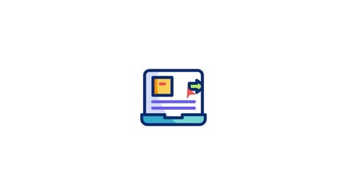Flat Design Laptop Data Transfer Process Animation