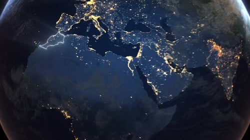 Realistic Earth Orbit and Zoom Glowing Borders Morocco