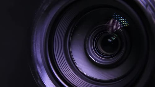 Zooming Video Camera Lens. Macro Close Up.