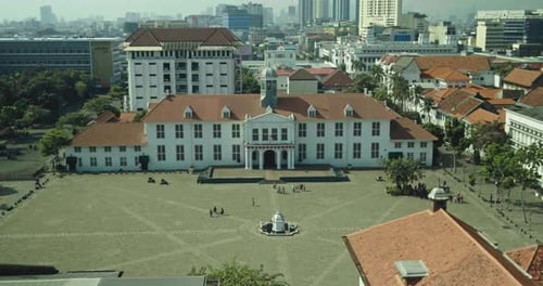 Jakarta, 25 September 2021, Aerial view of the Jakarta History Monument building in the morning