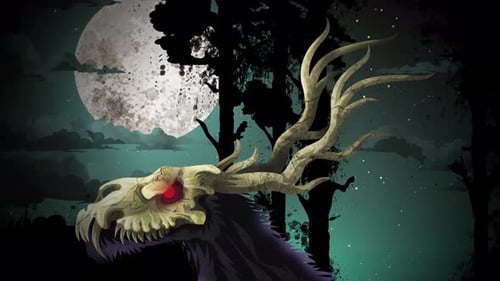 wendigo lurking in the night forest