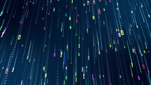 HD 3D animation. Matrix code falling computer digital code rain ...