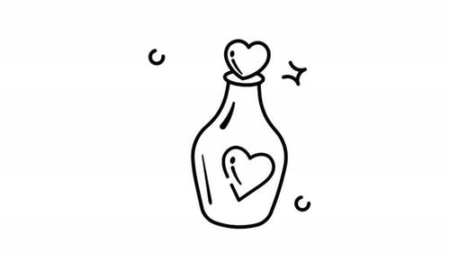 Animated Bottle of Love: A Hand-Drawn Illustration