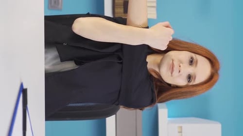 Vertical Video of Exercises that can be done in the office. Stretching exercises.