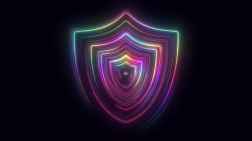 Colorful Neon Shield Loop Tunnel Animation