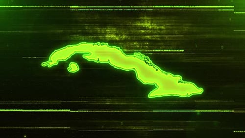 Digitale Futuristische Glitch-Karte von Kuba