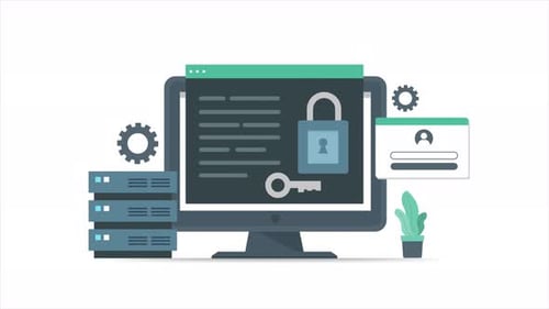 Flat Design Animation: Computer Data Security and Network Protection