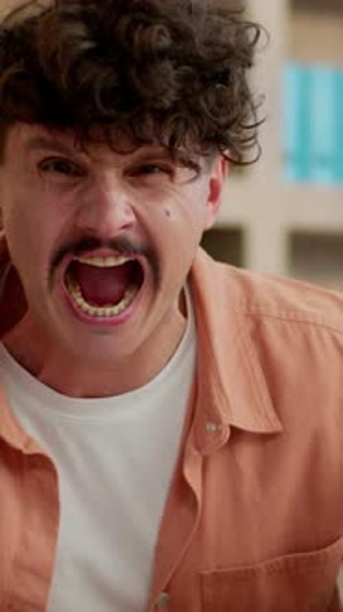 Angry Man Yelling Aggressively, Portrait Orientation